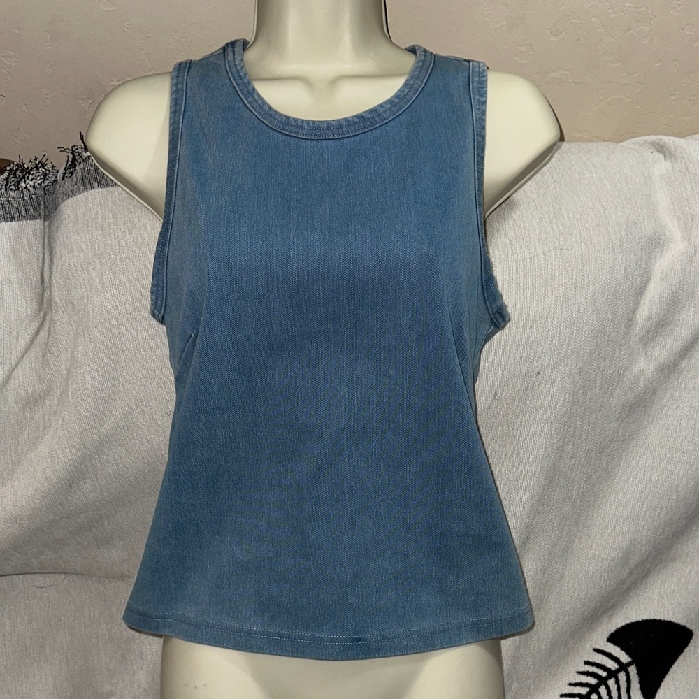 TANK Second Skin A dina Denim compression lt blue S/P/P stretchy New